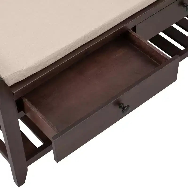 Banc de rangement multifonction Whisen pour entrée avec coussin amovible et tiroirs