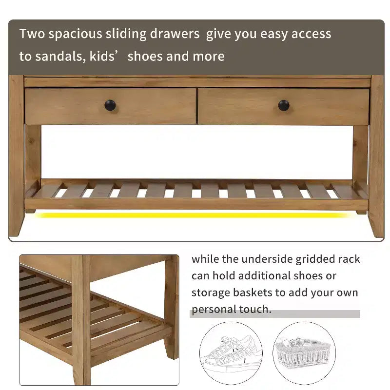Banc de rangement multifonction Whisen pour entrée avec coussin amovible et tiroirs