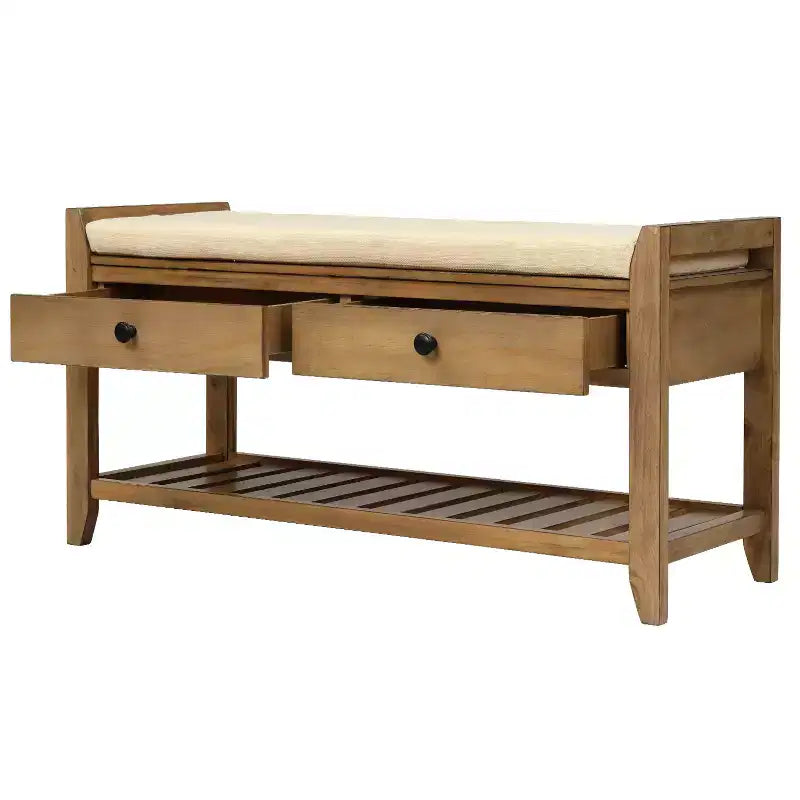Banc de rangement multifonction Whisen pour entrée avec coussin amovible et tiroirs