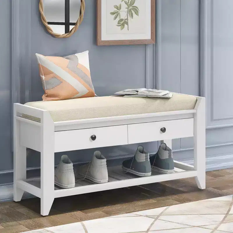 Banc de rangement multifonction Whisen pour entrée avec coussin amovible et tiroirs