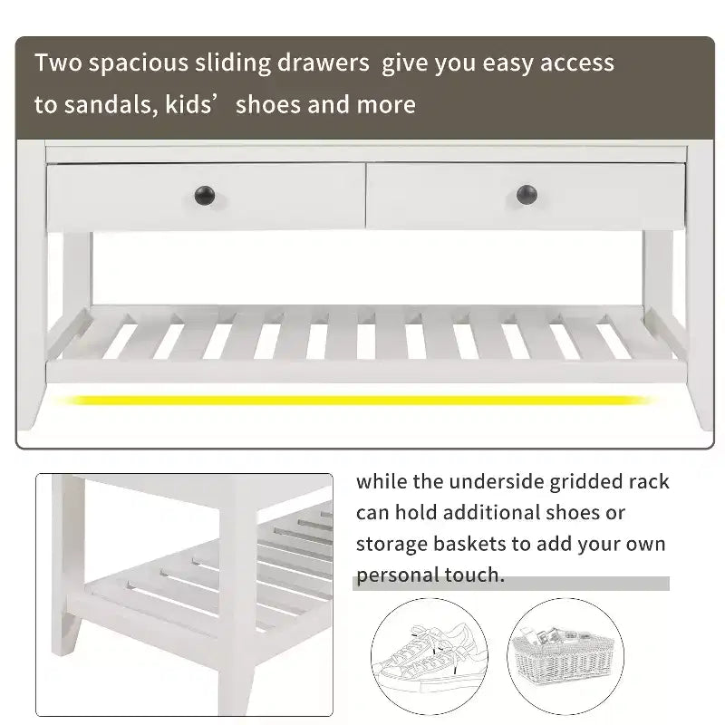 Banc de rangement multifonction Whisen pour entrée avec coussin amovible et tiroirs