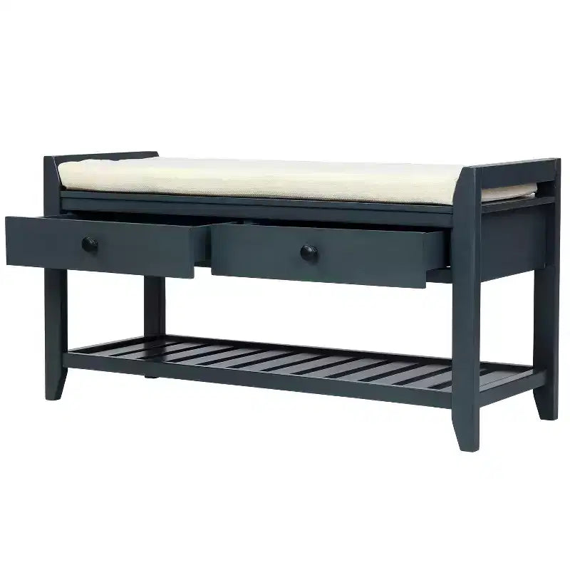 Banc de rangement multifonction Whisen pour entrée avec coussin amovible et tiroirs