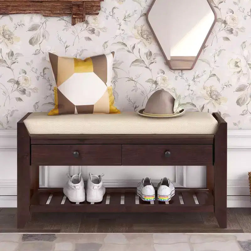 Banc de rangement multifonction Whisen pour entrée avec coussin amovible et tiroirs