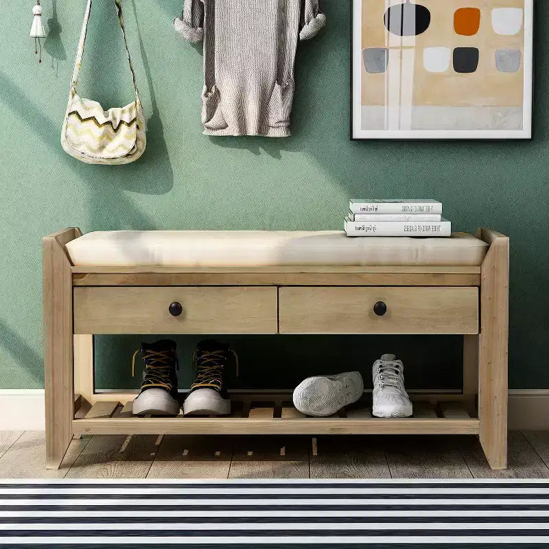 Banc de rangement multifonction Whisen pour entrée avec coussin amovible et tiroirs