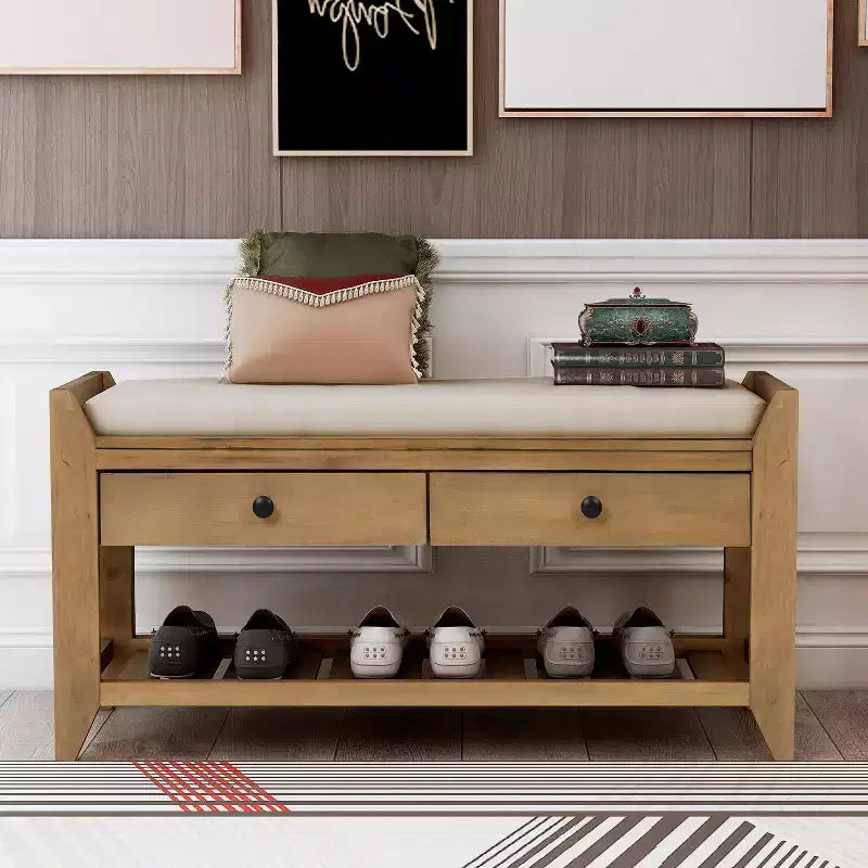 Banc de rangement multifonction Whisen pour entrée avec coussin amovible et tiroirs