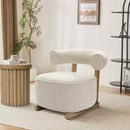 Fauteuil d'appoint moderne en forme de U de couleur crème et beige, rembourré, de LuxenHome