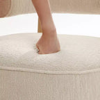 Fauteuil d'appoint moderne en forme de U de couleur crème et beige, rembourré, de LuxenHome