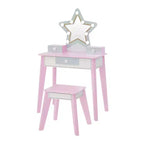 Fantasy Fields Coiffeuse pour enfant en bois Little Princess Star avec miroir LED et tabouret