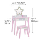 Fantasy Fields Coiffeuse pour enfant en bois Little Princess Star avec miroir LED et tabouret