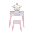 Fantasy Fields Coiffeuse pour enfant en bois Little Princess Star avec miroir LED et tabouret