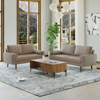 Canapé et causeuse Luige 2 pièces de style Mid-Century Modern avec accoudoirs carrés en similicuir – Tree City