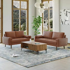 Canapé et causeuse Luige 2 pièces de style Mid-Century Modern avec accoudoirs carrés en similicuir – Tree City