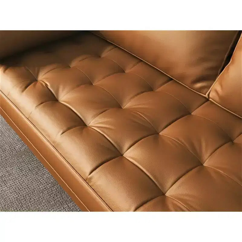 Canapé et causeuse Luige 2 pièces de style Mid-Century Modern avec accoudoirs carrés en similicuir – Tree City