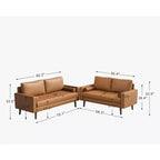 Canapé et causeuse Luige 2 pièces de style Mid-Century Modern avec accoudoirs carrés en similicuir – Tree City
