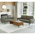 Canapé et causeuse Luige 2 pièces de style Mid-Century Modern avec accoudoirs carrés en similicuir – Tree City