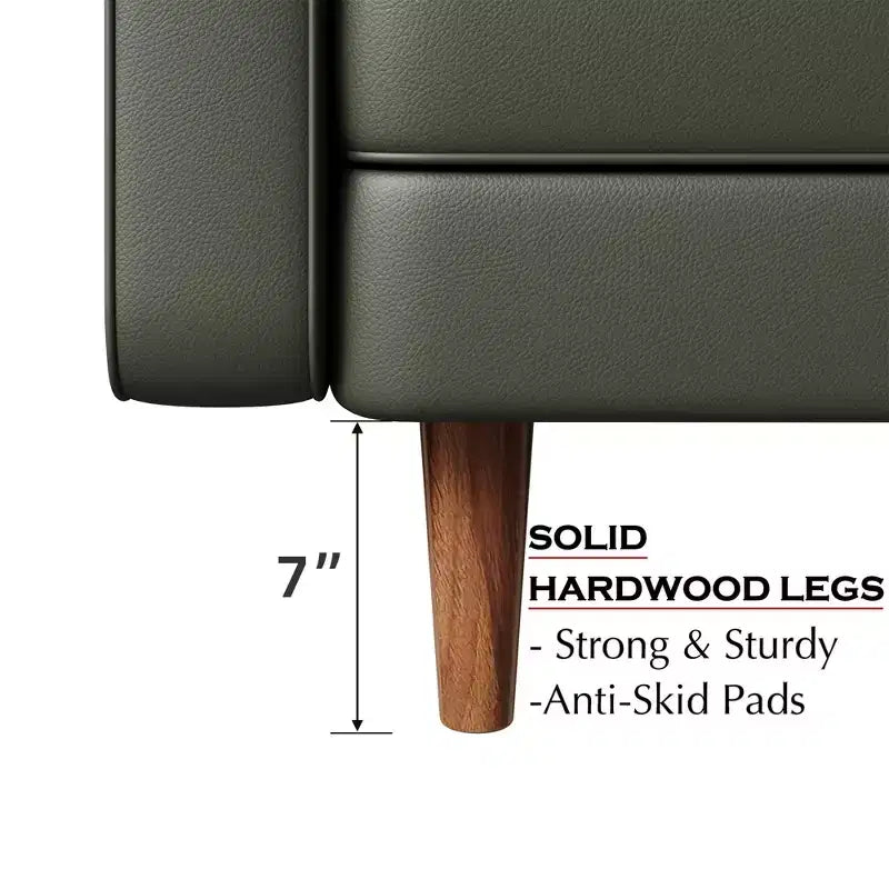 Canapé et causeuse Luige 2 pièces de style Mid-Century Modern avec accoudoirs carrés en similicuir – Tree City