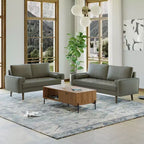 Canapé et causeuse Luige 2 pièces de style Mid-Century Modern avec accoudoirs carrés en similicuir – Tree City