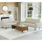 Canapé et causeuse Luige 2 pièces de style Mid-Century Modern avec accoudoirs carrés en similicuir – Tree City