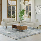 Canapé et causeuse Luige 2 pièces de style Mid-Century Modern avec accoudoirs carrés en similicuir – Tree City