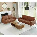Canapé et causeuse Luige 2 pièces de style Mid-Century Modern avec accoudoirs carrés en similicuir – Tree City