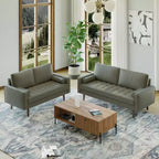 Canapé et causeuse Luige 2 pièces de style Mid-Century Modern avec accoudoirs carrés en similicuir – Tree City