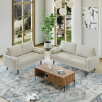 Canapé et causeuse Luige 2 pièces de style Mid-Century Modern avec accoudoirs carrés en similicuir – Tree City