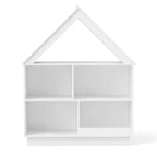 Costway Bibliothèque pour enfants en bois en forme de maison de poupée avec étagères ouvertes et système anti-basculement Blanc/Marron