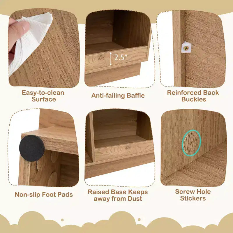 Costway Bibliothèque pour enfants en bois en forme de maison de poupée avec étagères ouvertes et système anti-basculement Blanc/Marron