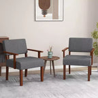 Costway Lot de 2 chaises d'appoint en lin pour salon avec assise et dossier rembourrés gris/bleu