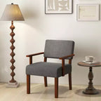 Costway Lot de 2 chaises d'appoint en lin pour salon avec assise et dossier rembourrés gris/bleu
