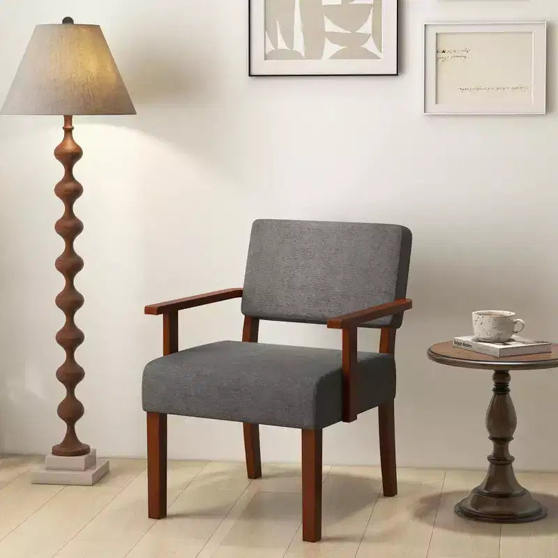 Costway Lot de 2 chaises d'appoint en lin pour salon avec assise et dossier rembourrés gris/bleu