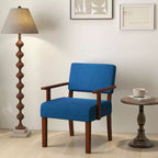 Costway Lot de 2 chaises d'appoint en lin pour salon avec assise et dossier rembourrés gris/bleu