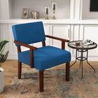 Costway Lot de 2 chaises d'appoint en lin pour salon avec assise et dossier rembourrés gris/bleu