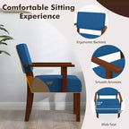 Costway Lot de 2 chaises d'appoint en lin pour salon avec assise et dossier rembourrés gris/bleu