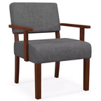 Fauteuil d'appoint Costway style Mid-Century en lin avec assise et dossier rembourrés pour salon, bleu/gris