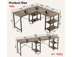 Bestier Bureau d'angle en forme de L de 47'', bureau d'ordinateur réversible avec étagères réglables, table d'étude pour 2 personnes, idéal pour les petits espaces de bureau à domicile