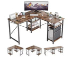 Bestier Bureau d'angle en forme de L de 47'', bureau d'ordinateur réversible avec étagères réglables, table d'étude pour 2 personnes, idéal pour les petits espaces de bureau à domicile