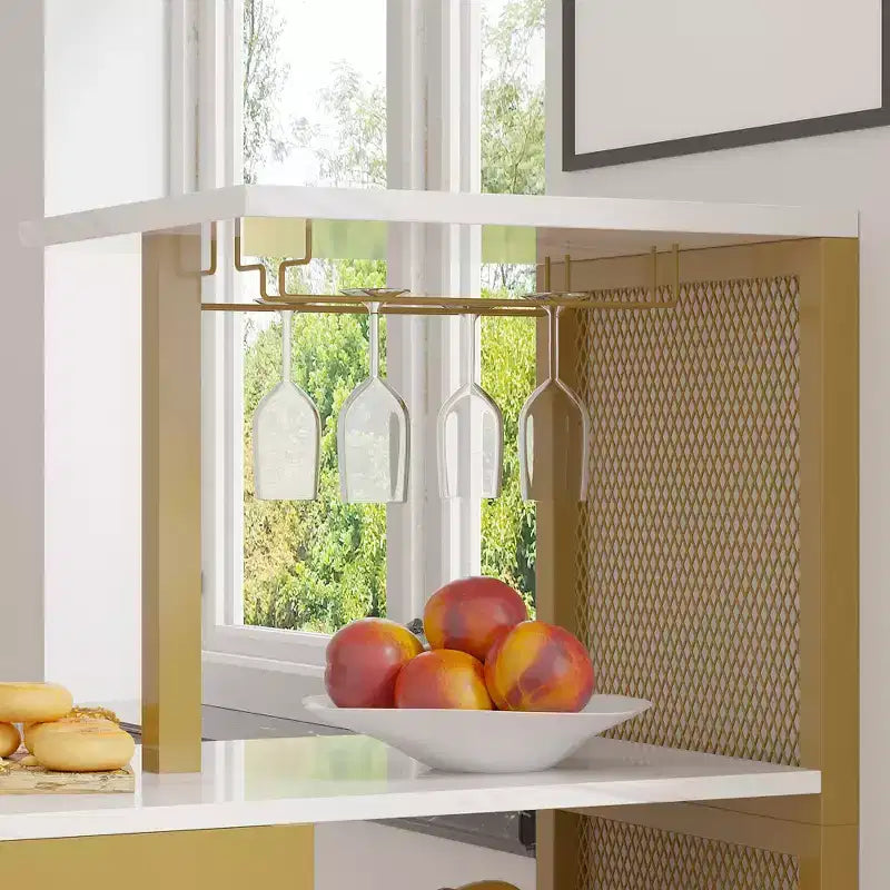 VECELO Ensemble de salle à manger 3 pièces hauteur comptoir avec table et chaises de bar pour 2, porte-gobelets et porte-bouteilles, tabourets en cuir PU, marron/doré