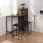 VECELO Ensemble de salle à manger 3 pièces hauteur comptoir avec table et chaises de bar pour 2, porte-gobelets et porte-bouteilles, tabourets en cuir PU, marron/doré