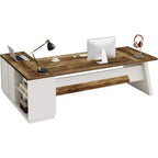 Bureau de direction en L Lantine Modern 78 avec tiroirs et classeur latéral