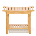 Bamboo Shower Bench with Storage Shelf, Waterproof, 330 lbs Capacity