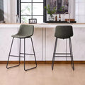 FERPIT Faux Shearling Counter Height Bar Stools Set of 2, Upholstered Bar Stools with Footrest, Green, 30
