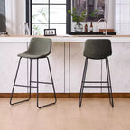 FERPIT Faux Shearling Counter Height Bar Stools Set of 2, Upholstered Bar Stools with Footrest, Green, 30