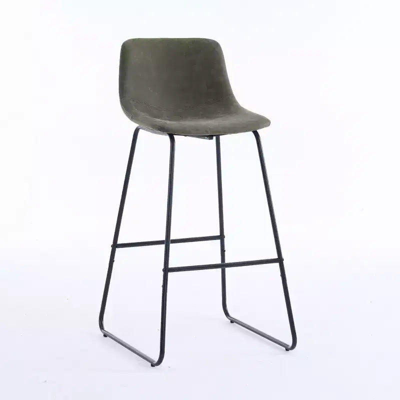 Tabourets de bar FERPIT en fausse fourrure de mouton, hauteur comptoir, lot de 2, tabourets de bar rembourrés avec repose-pieds, Vert, 30