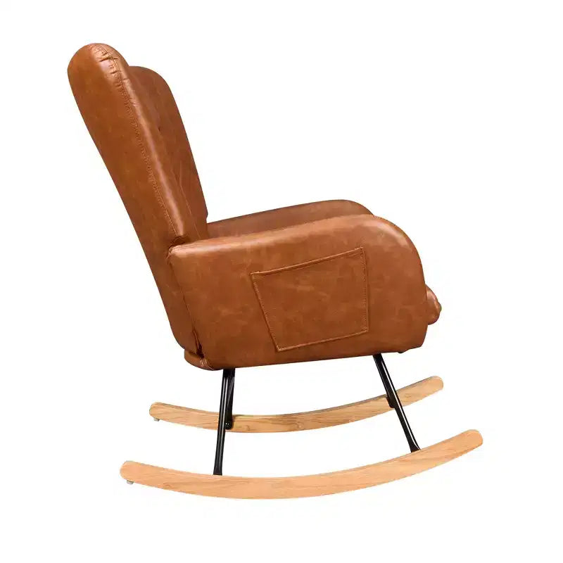 VECELO Fauteuil à bascule moderne en similicuir/tissu peluche, avec appuie-tête épais et siège rembourré Blanc/Marron/Rose