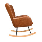 VECELO Fauteuil à bascule moderne en similicuir/tissu peluche, avec appuie-tête épais et siège rembourré Blanc/Marron/Rose