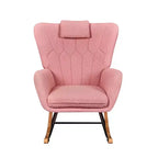VECELO Fauteuil à bascule moderne en similicuir/tissu peluche, avec appuie-tête épais et siège rembourré Blanc/Marron/Rose