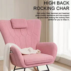 VECELO Fauteuil à bascule moderne en similicuir/tissu peluche, avec appuie-tête épais et siège rembourré Blanc/Marron/Rose