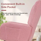 VECELO Fauteuil à bascule moderne en similicuir/tissu peluche, avec appuie-tête épais et siège rembourré Blanc/Marron/Rose