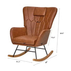VECELO Fauteuil à bascule moderne en similicuir/tissu peluche, avec appuie-tête épais et siège rembourré Blanc/Marron/Rose